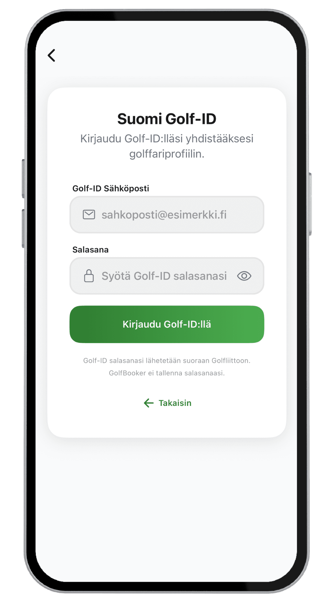 Suomi Golf-ID -yhdistysnäkymä
