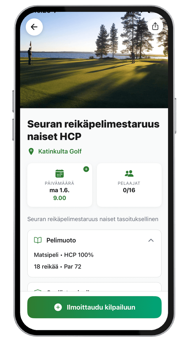 Kilpailusivu: tiedot, pelimuoto ja Ilmoittaudu kilpailuun -painike